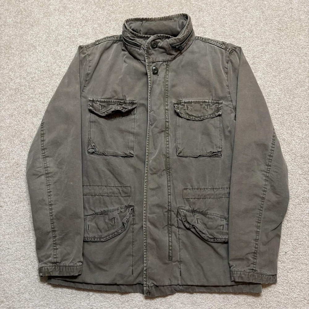 Gap Military Jacket Mens XS Light Brown Fatigue Field Utility Canvas M-65 Hooded